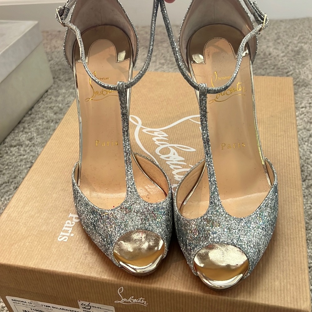 Christian Louboutin senora glitter heel 100mm